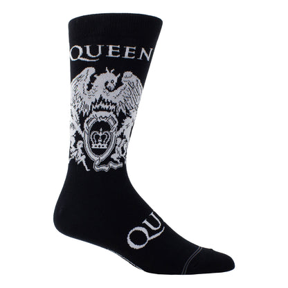 Black - Side - Queen Unisex Adult Crest Crew Socks
