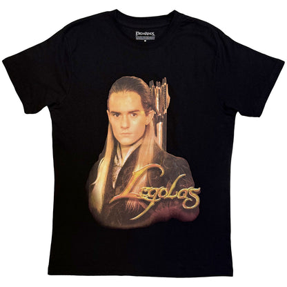 Black - Front - Lord Of The Rings Unisex Adult Legolas Text T-Shirt