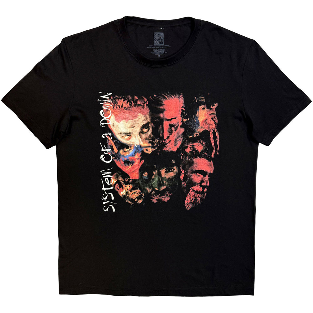 Black - Front - System Of A Down Unisex Adult Painted Faces T-Shirt
