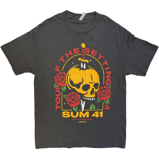 Charcoal Grey - Front - Sum 41 Unisex Adult Tour ´24 Skull And Roses T-Shirt