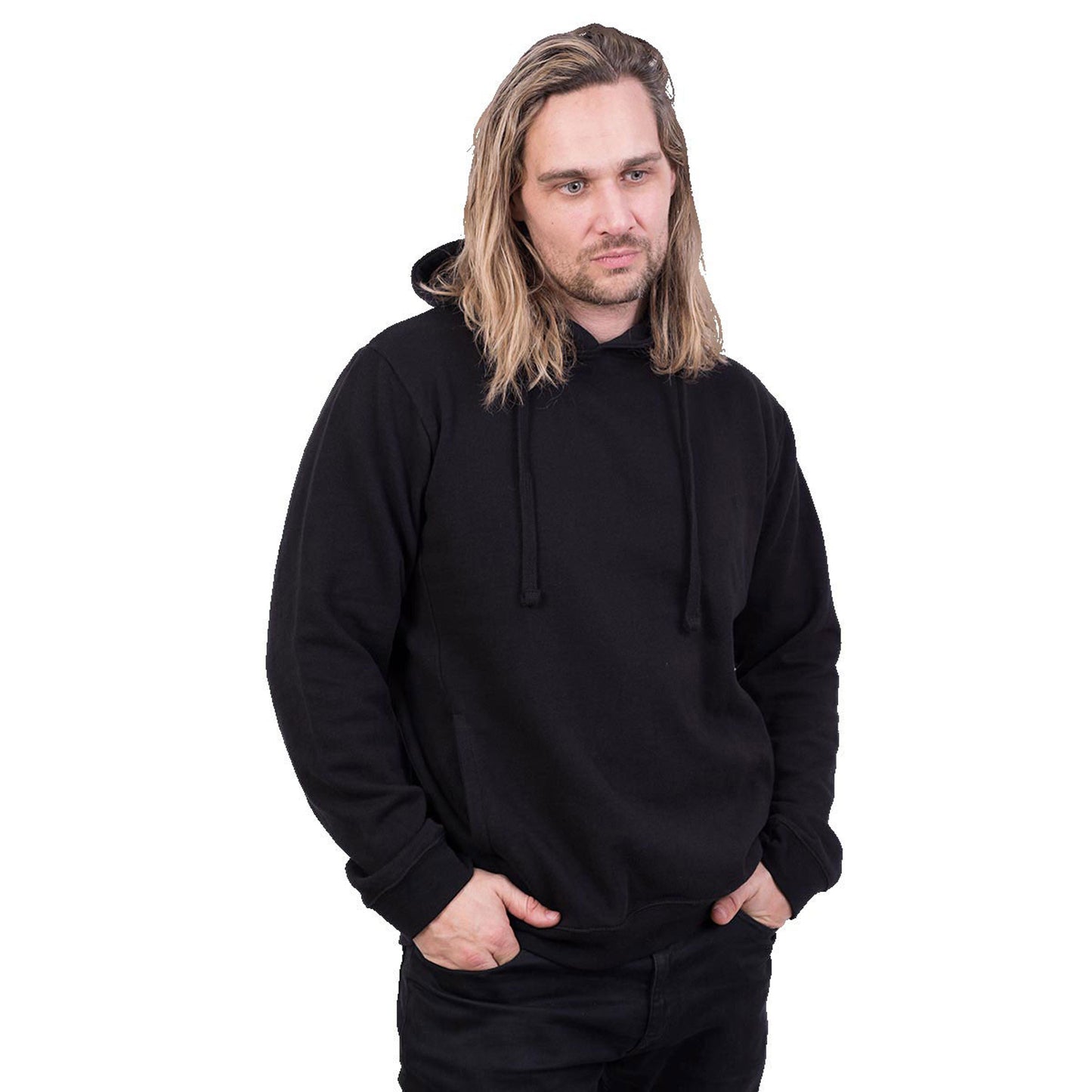 Black - Side - Spiral Direct Unisex Adult Plain Side Pocket Hoodie