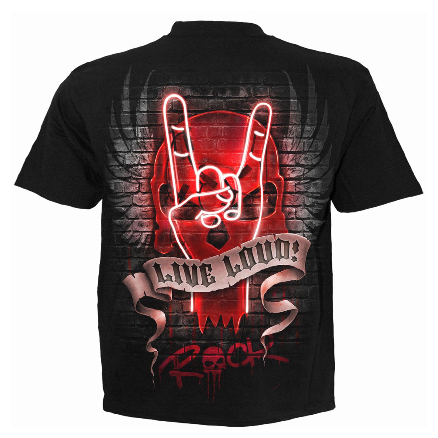 Black - Back - Spiral Direct Unisex Adult Live Loud T-Shirt