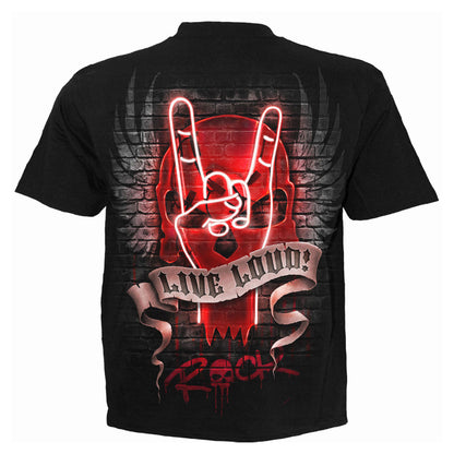 Black - Back - Spiral Direct Unisex Adult Live Loud T-Shirt