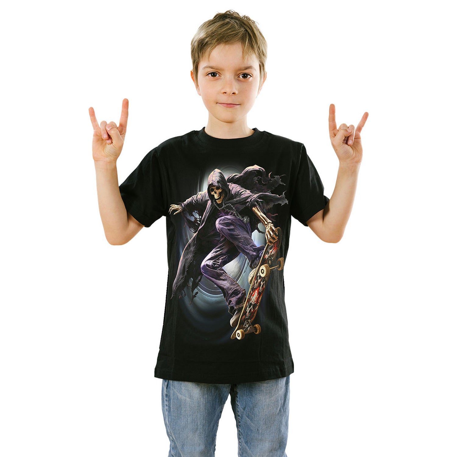 Black - Side - Spiral Direct Childrens-Kids Soul Boarder T-Shirt