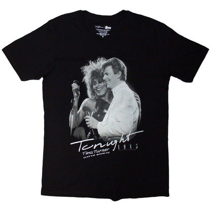 Black - Front - Tina Turner & David Bowie Unisex Adult Tonight 1985 T-Shirt