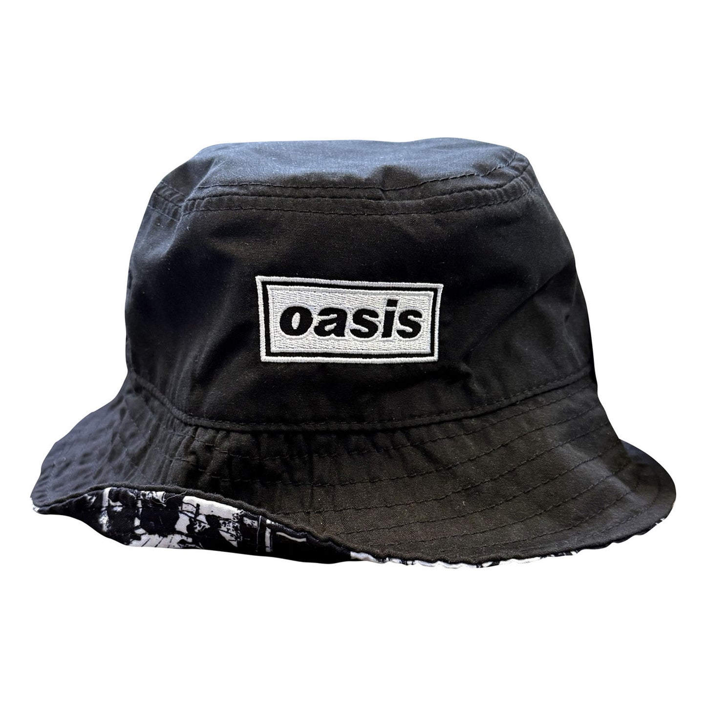 Black - Front - Oasis Definitely Maybe Logo Reversible Bucket Hat