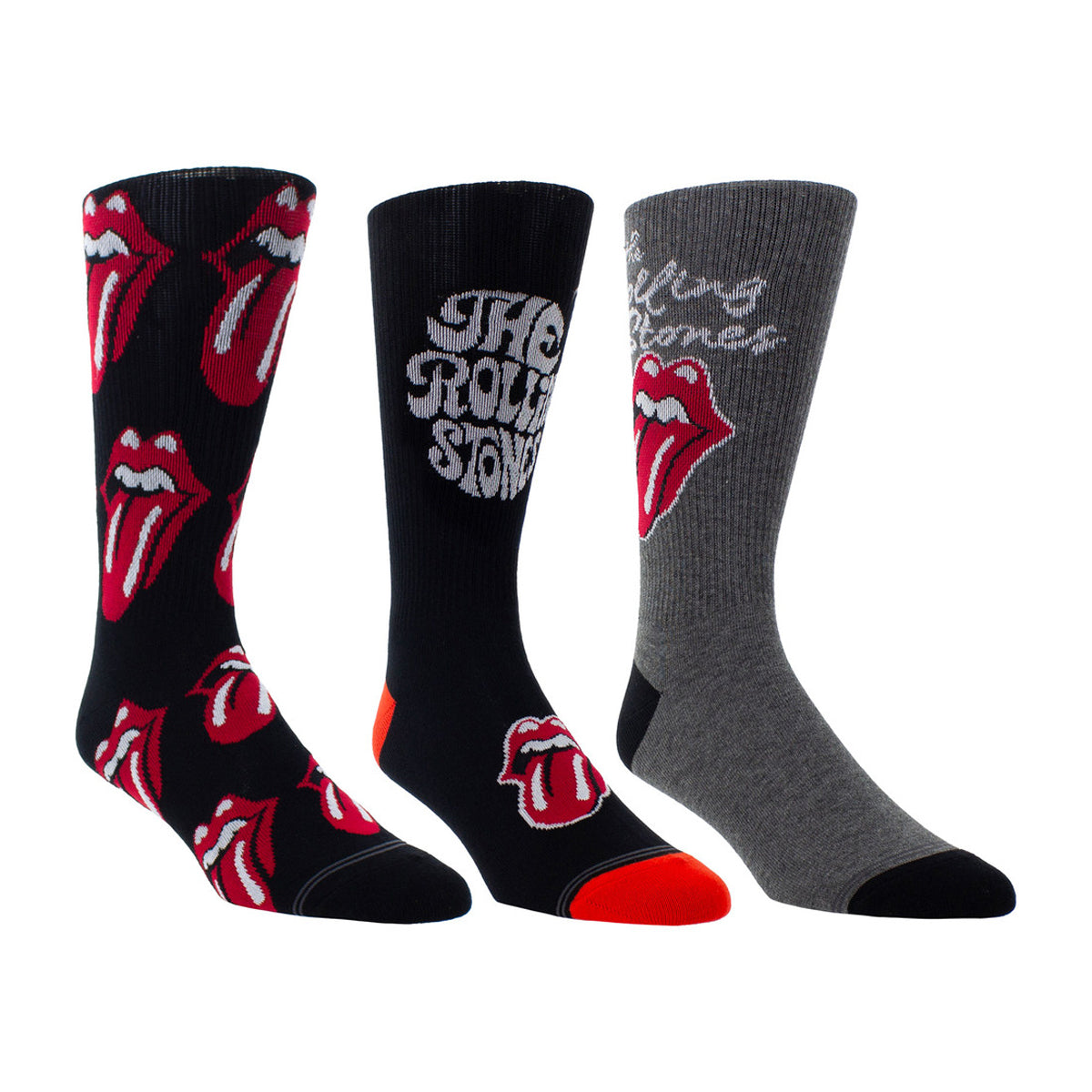 Grey-Black - Front - The Rolling Stones Unisex Adult Logos Crew Socks