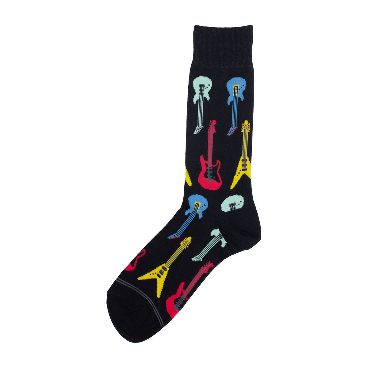 Black - Front - Perri´s Unisex Adult Electric Guitar Crew Socks