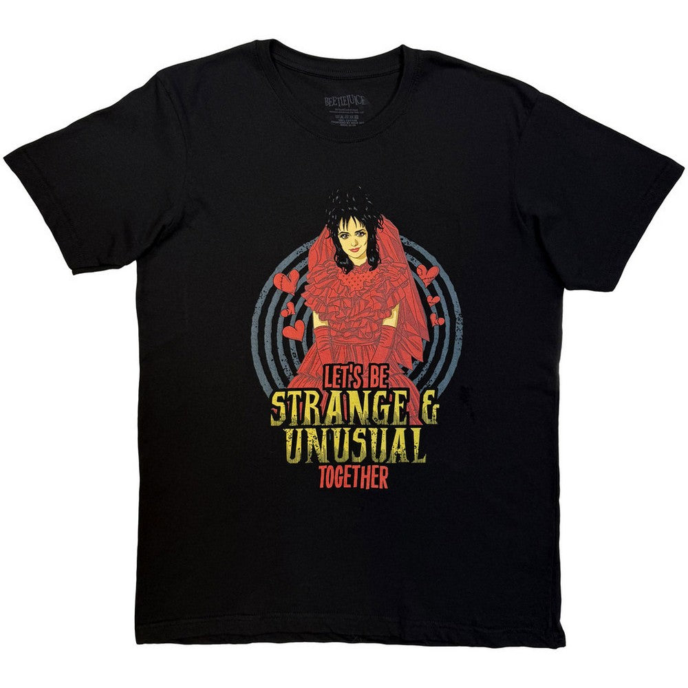 Black - Front - Beetlejuice Unisex Adult Strange & Unusual Together T-Shirt
