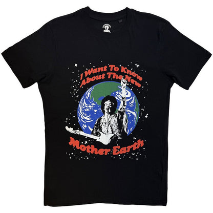 Black - Front - Jimi Hendrix Unisex Adult Earth Day T-Shirt