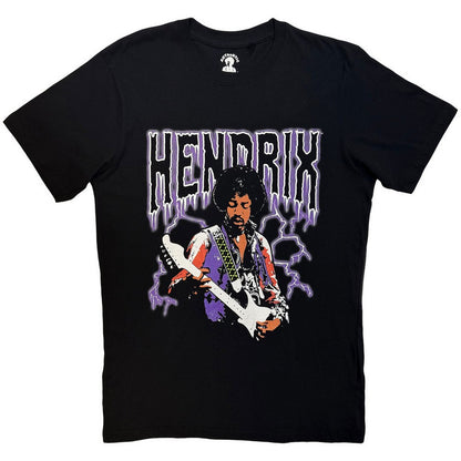 Black - Front - Jimi Hendrix Unisex Adult Lightning T-Shirt