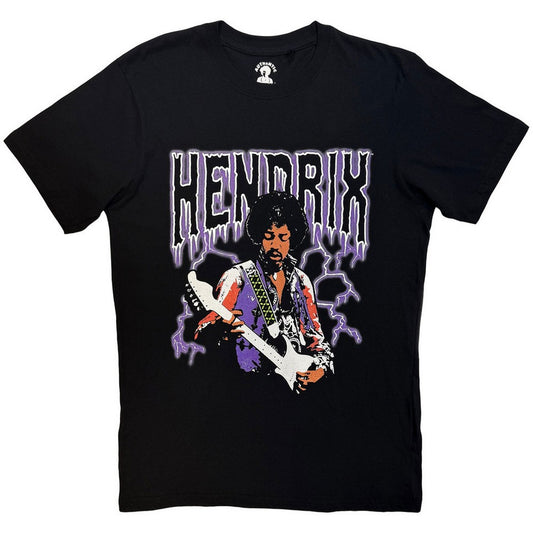 Black - Front - Jimi Hendrix Unisex Adult Lightning T-Shirt