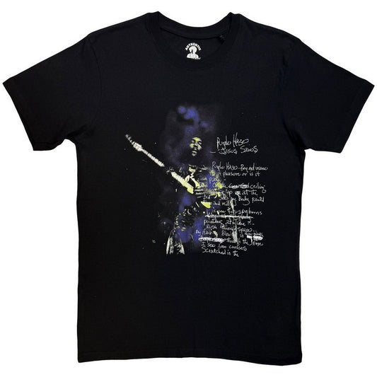 Black - Front - Jimi Hendrix Unisex Adult Purple Haze Lyrics T-Shirt