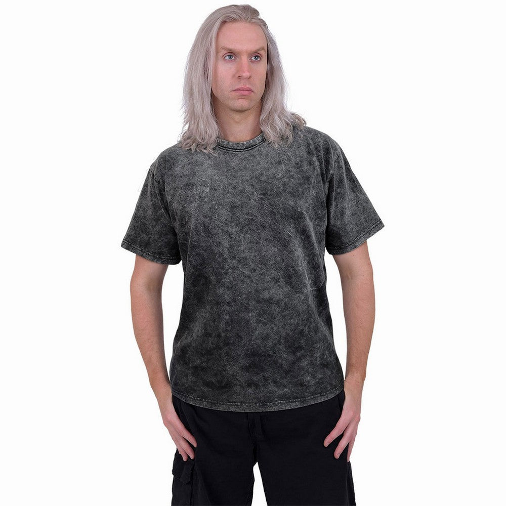 Black-Grey - Side - Spiral Direct Unisex Adult Acid Wash T-Shirt