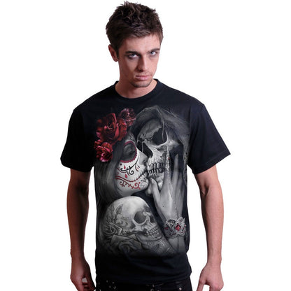 Black - Side - Spiral Direct Unisex Adult Dead Kiss Back Print T-Shirt