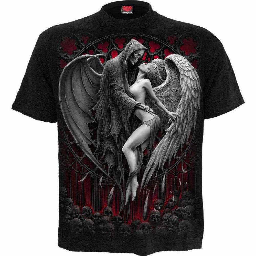 Black - Front - Spiral Direct Unisex Adult Forbidden Back Print T-Shirt