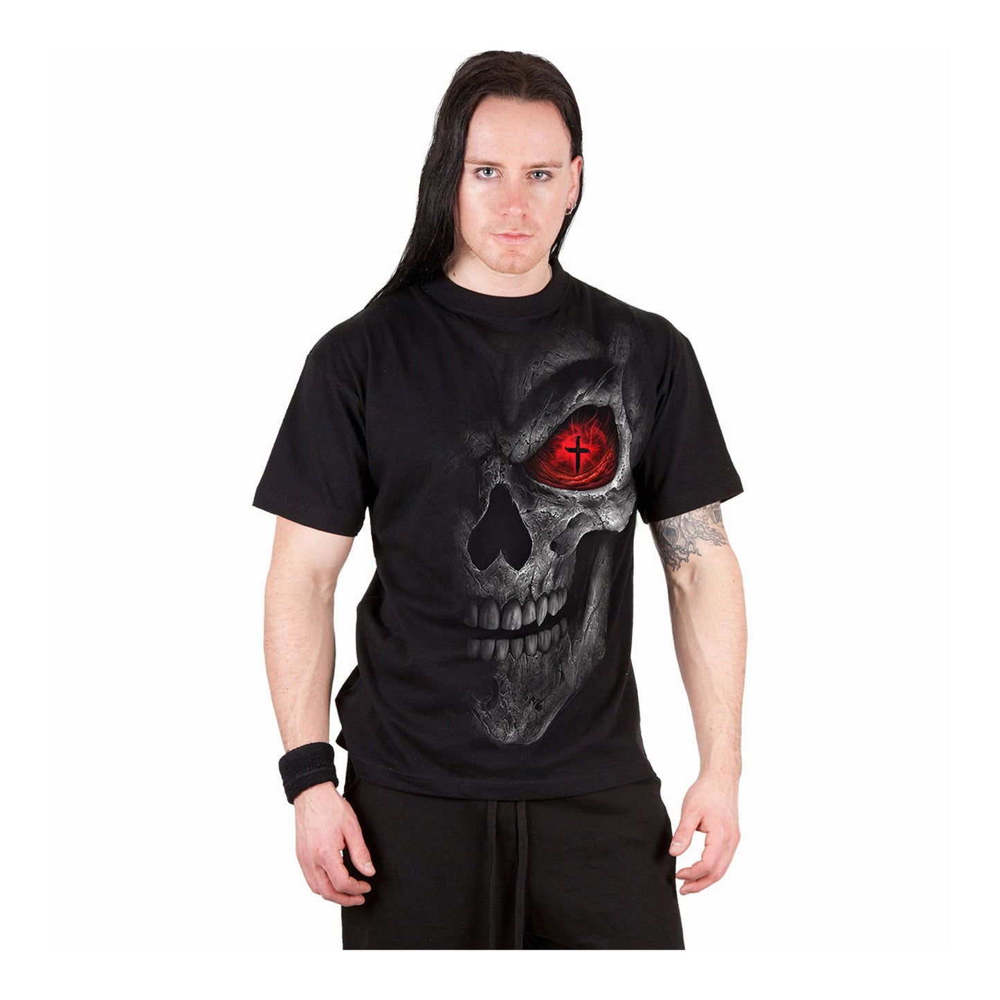 Black - Side - Spiral Direct Unisex Adult Death Stare Back Print T-Shirt
