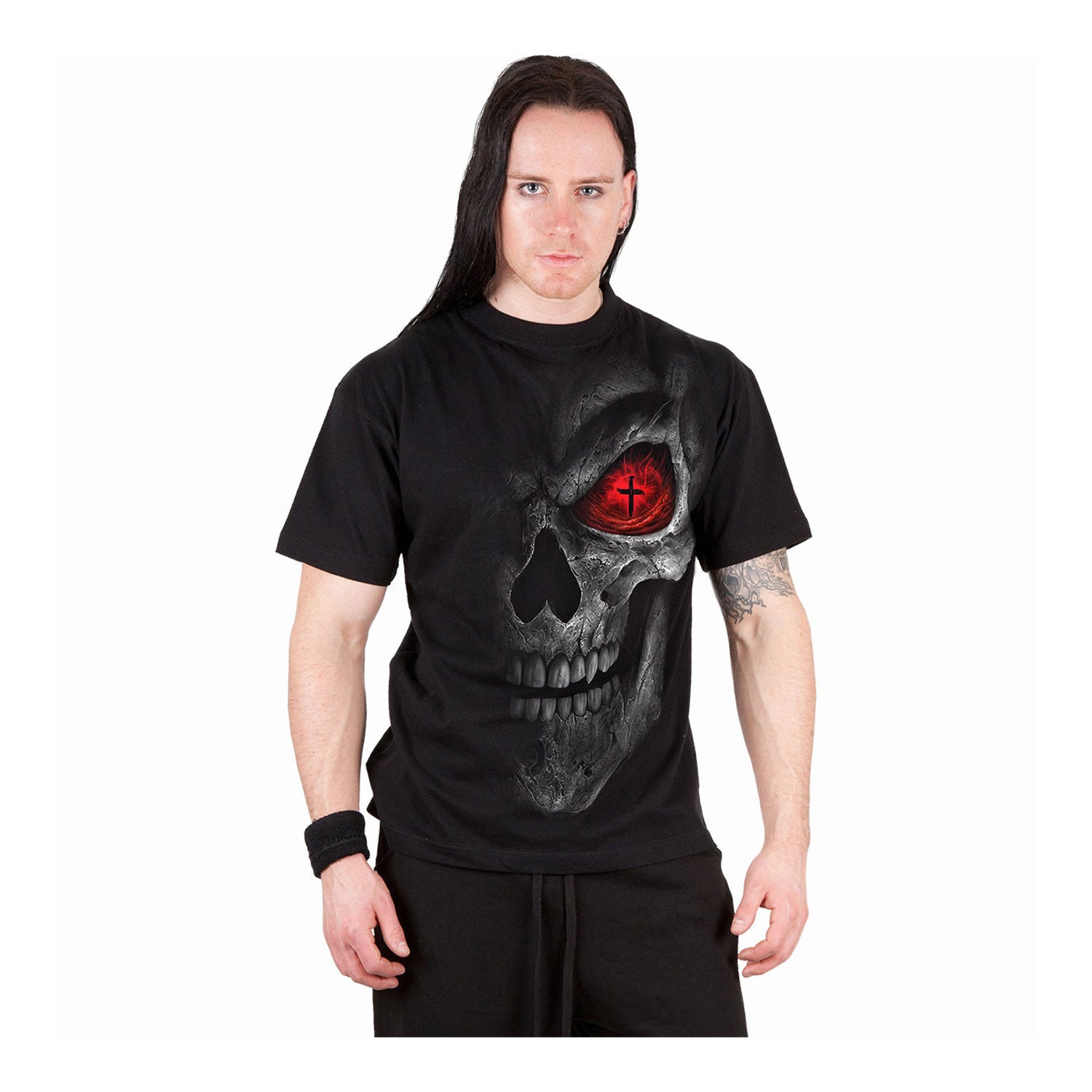 Black - Side - Spiral Direct Unisex Adult Death Stare Back Print T-Shirt