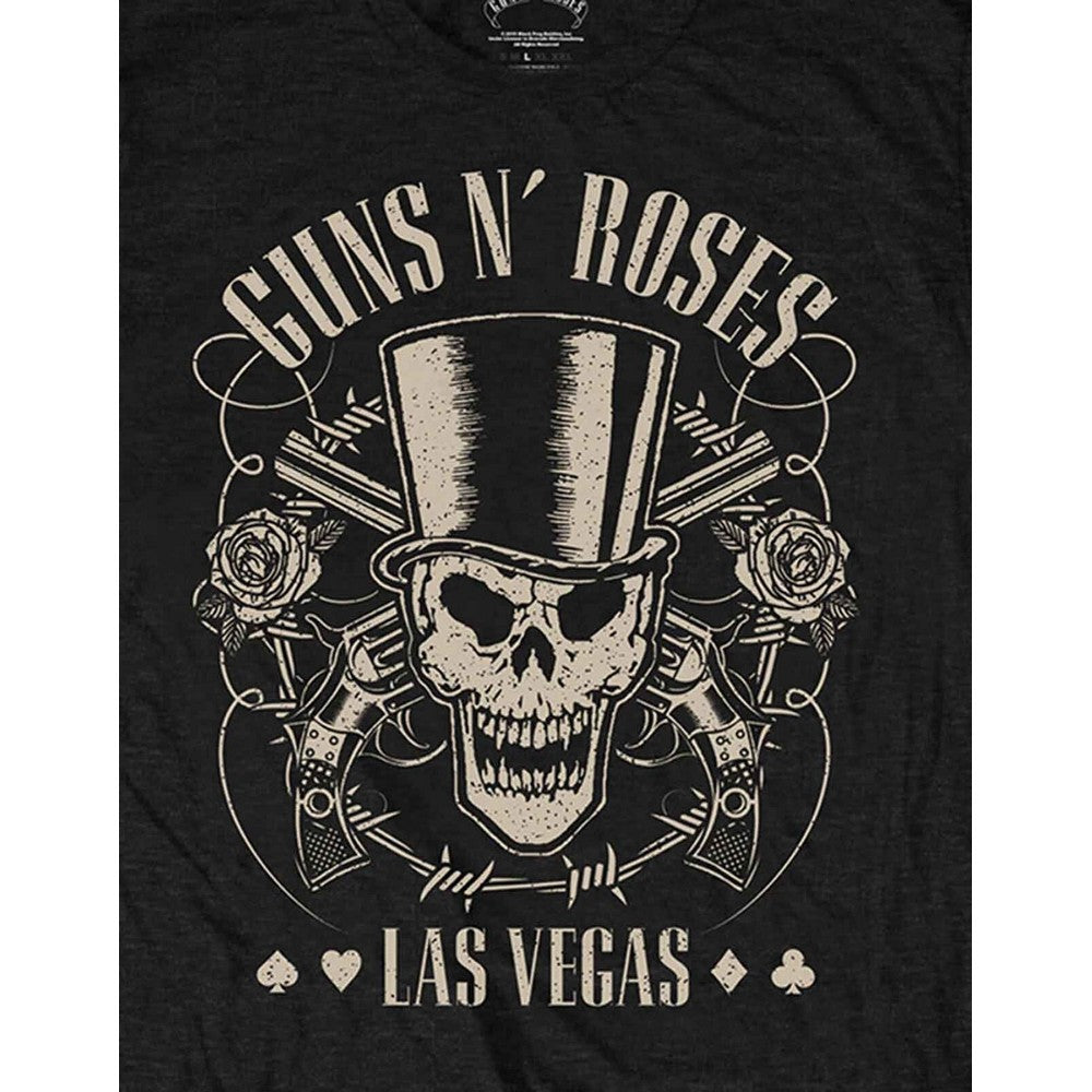Black - Side - Guns N Roses Unisex Adult Top Hat, Skull & Pistols Las Vegas T-Shirt