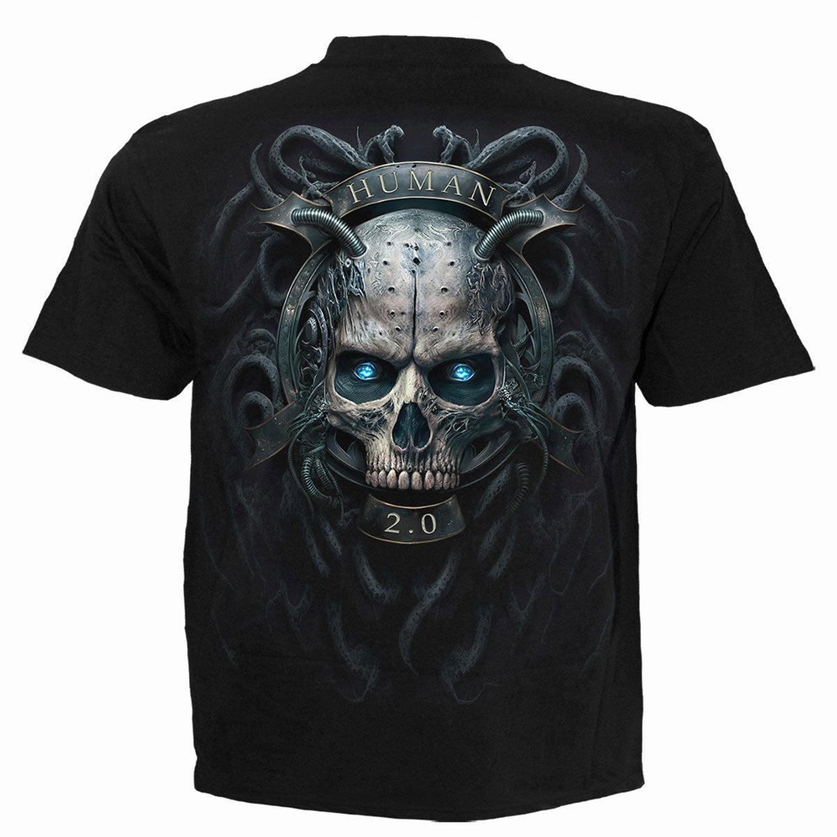 Black - Back - Spiral Direct Unisex Adult Human 2.0 Back Print T-Shirt