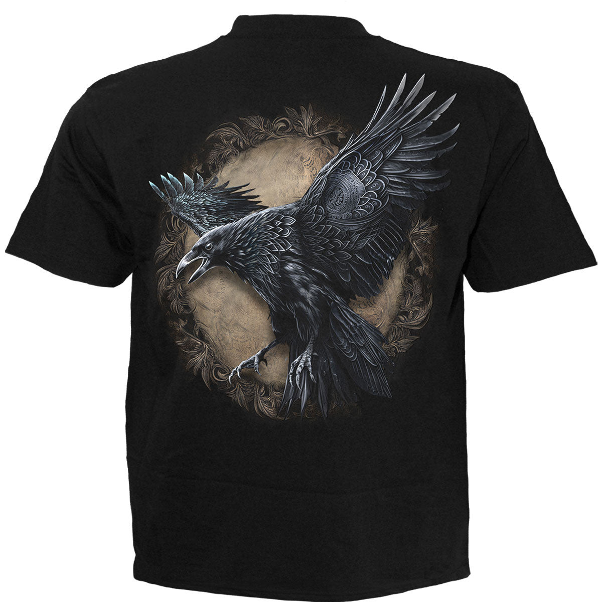 Black - Back - Spiral Direct Unisex Adult Raven Wise Back Print T-Shirt