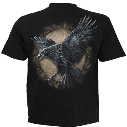 Black - Back - Spiral Direct Unisex Adult Raven Wise Back Print T-Shirt