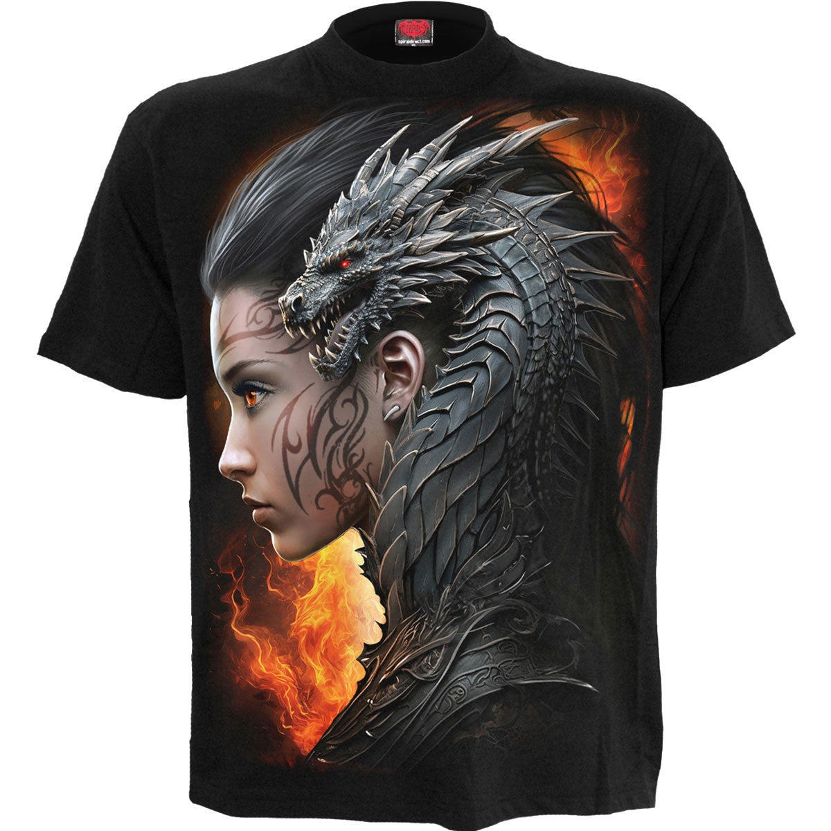 Black - Front - Spiral Direct Unisex Adult Draco Queen Back Print T-Shirt