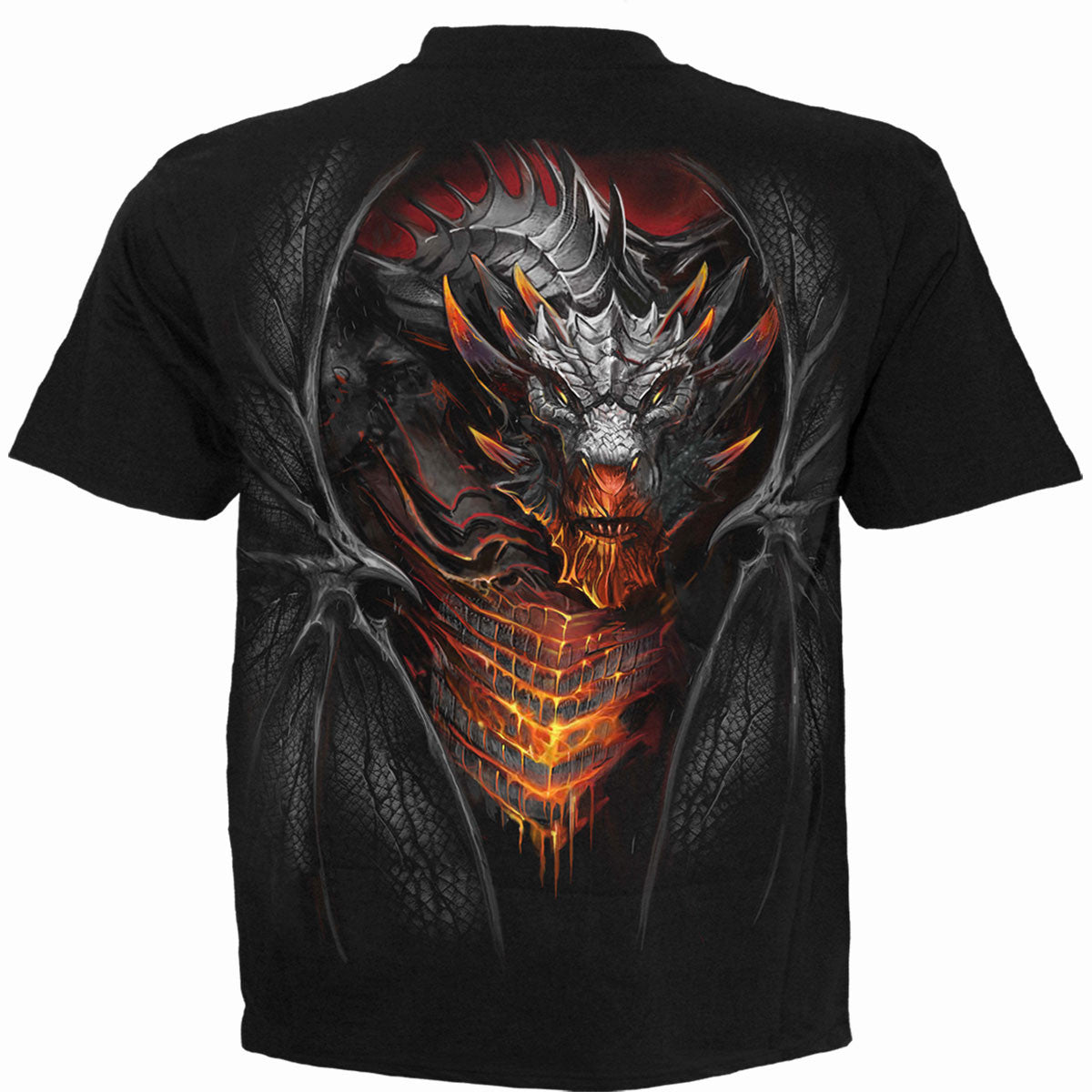 Black - Back - Spiral Direct Unisex Adult Draconis Back Print T-Shirt