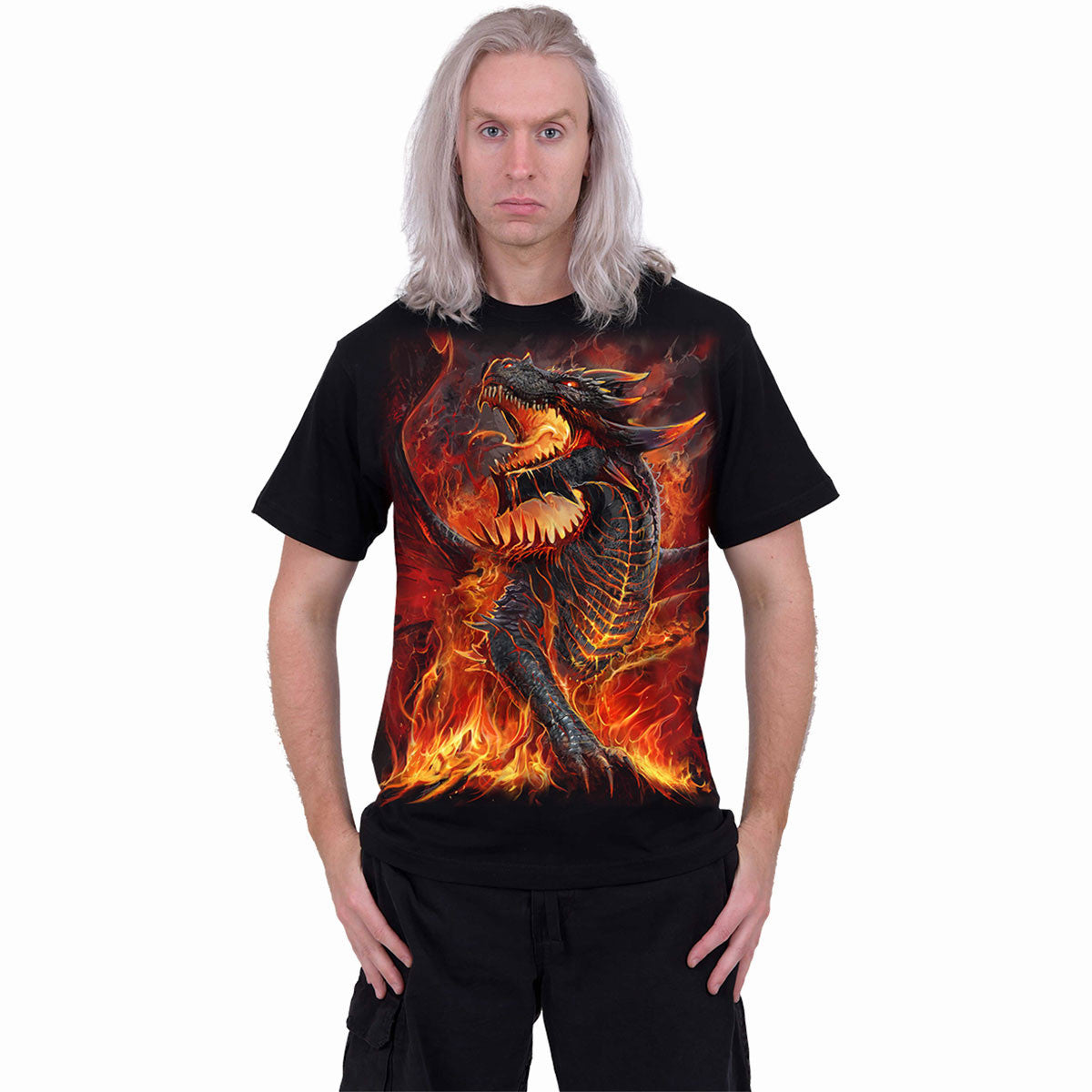 Black - Side - Spiral Direct Unisex Adult Draconis Back Print T-Shirt