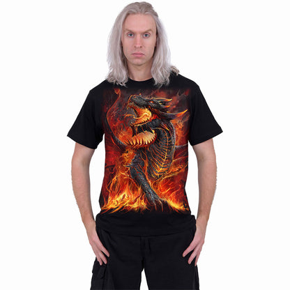 Black - Side - Spiral Direct Unisex Adult Draconis Back Print T-Shirt