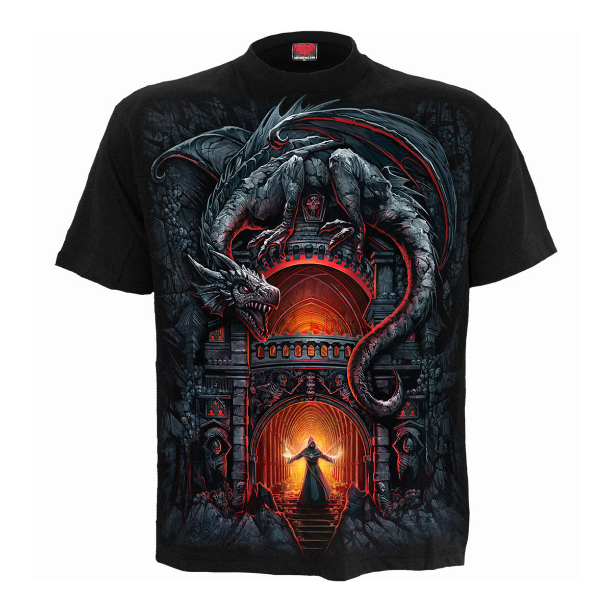 Black - Front - Spiral Direct Unisex Adult Dragon´s Lair Back Print T-Shirt
