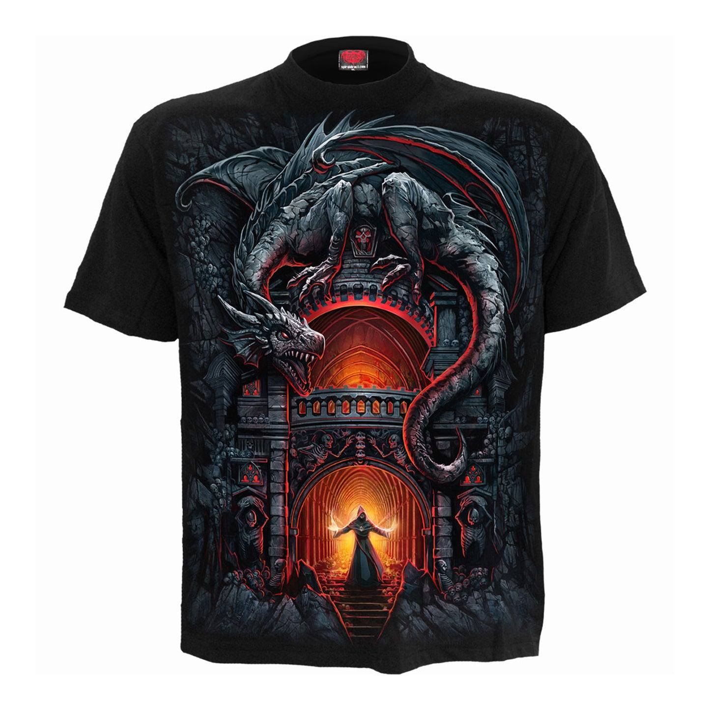 Black - Front - Spiral Direct Unisex Adult Dragon´s Lair Back Print T-Shirt
