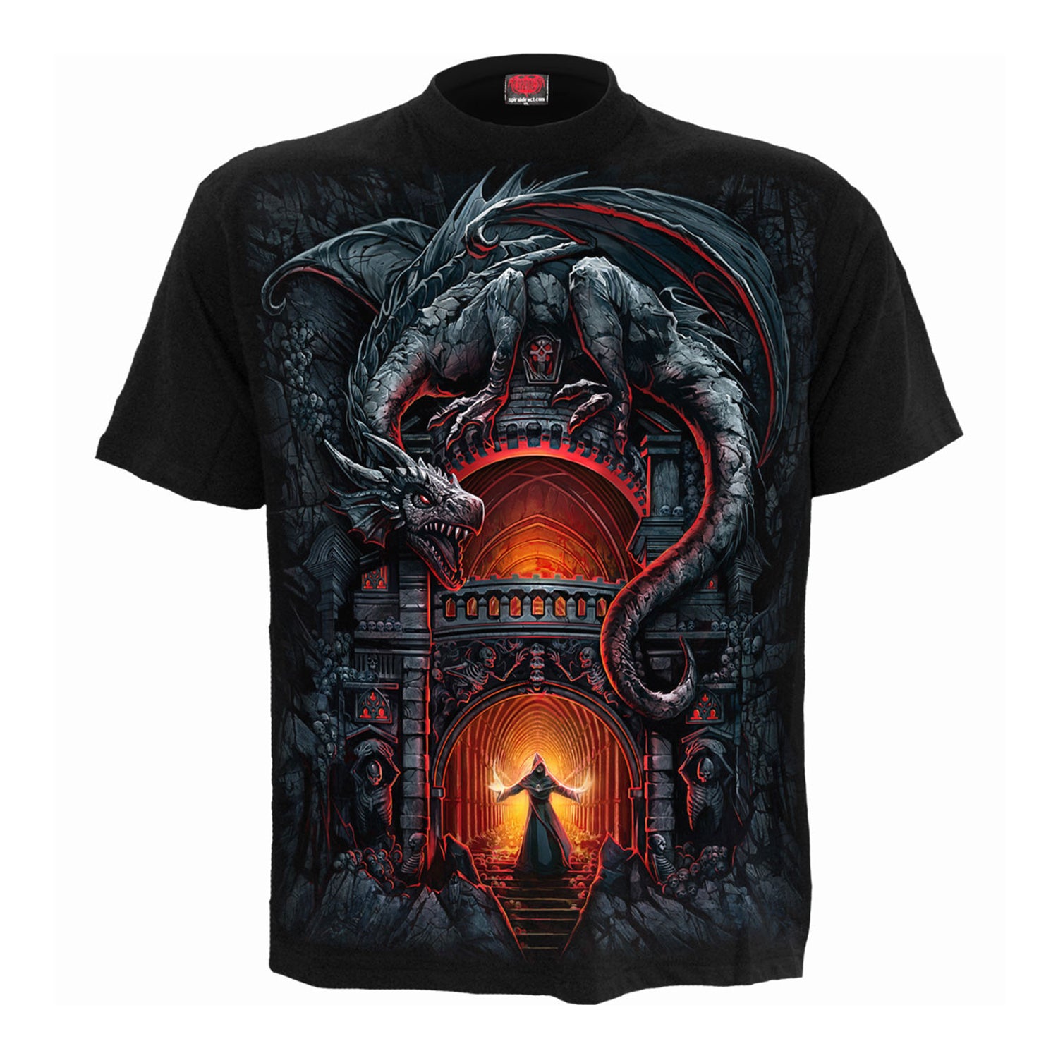 Black - Front - Spiral Direct Unisex Adult Dragon´s Lair Back Print T-Shirt
