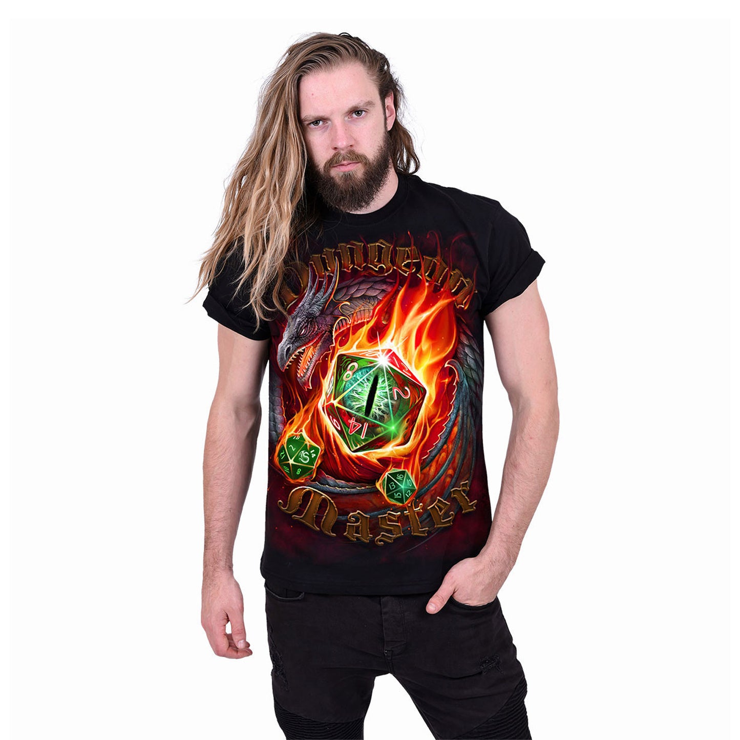 Black - Side - Spiral Direct Unisex Adult Dungeon Master Back Print T-Shirt