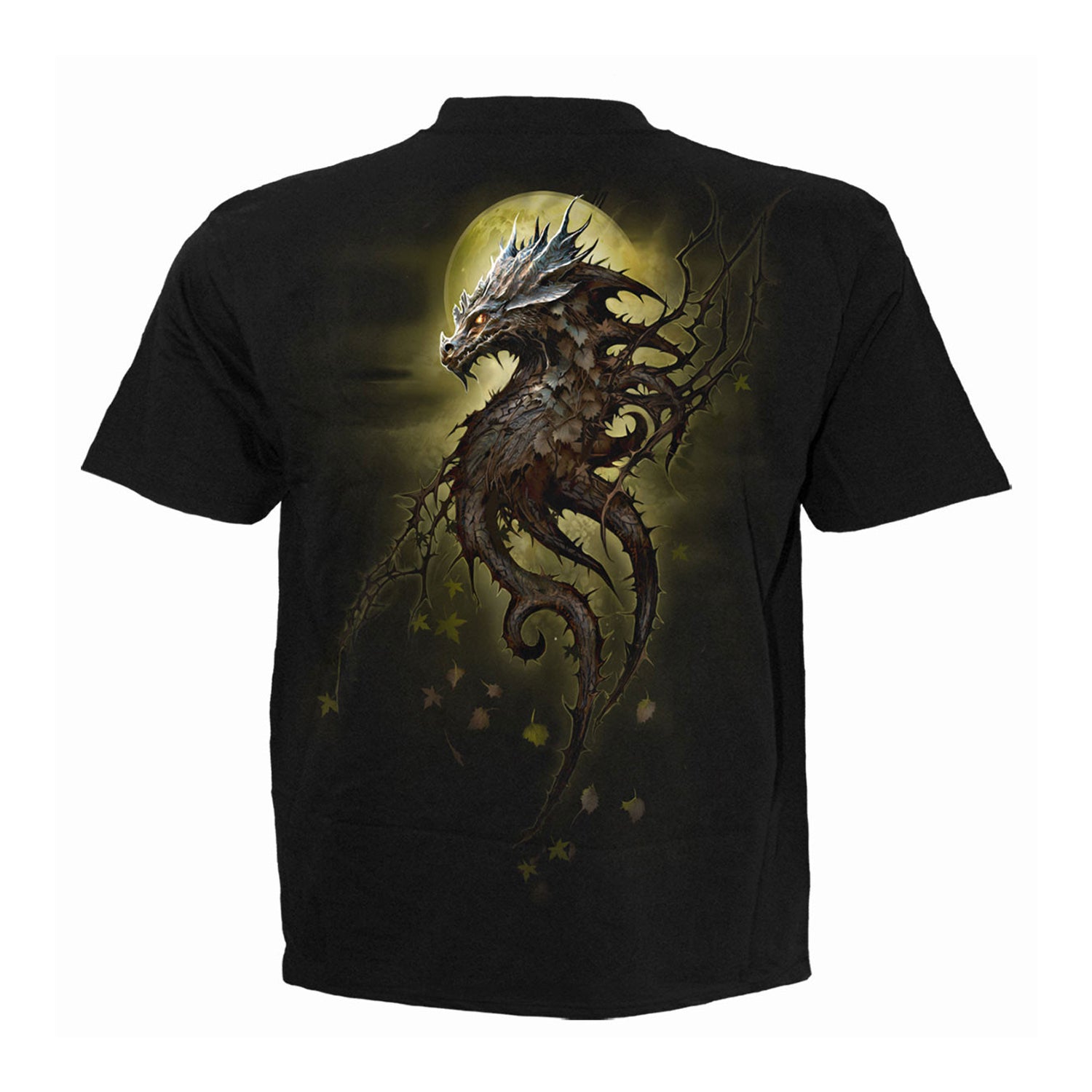 Black - Back - Spiral Direct Unisex Adult Oak Dragon Back Print T-Shirt