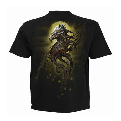 Black - Back - Spiral Direct Unisex Adult Oak Dragon Back Print T-Shirt