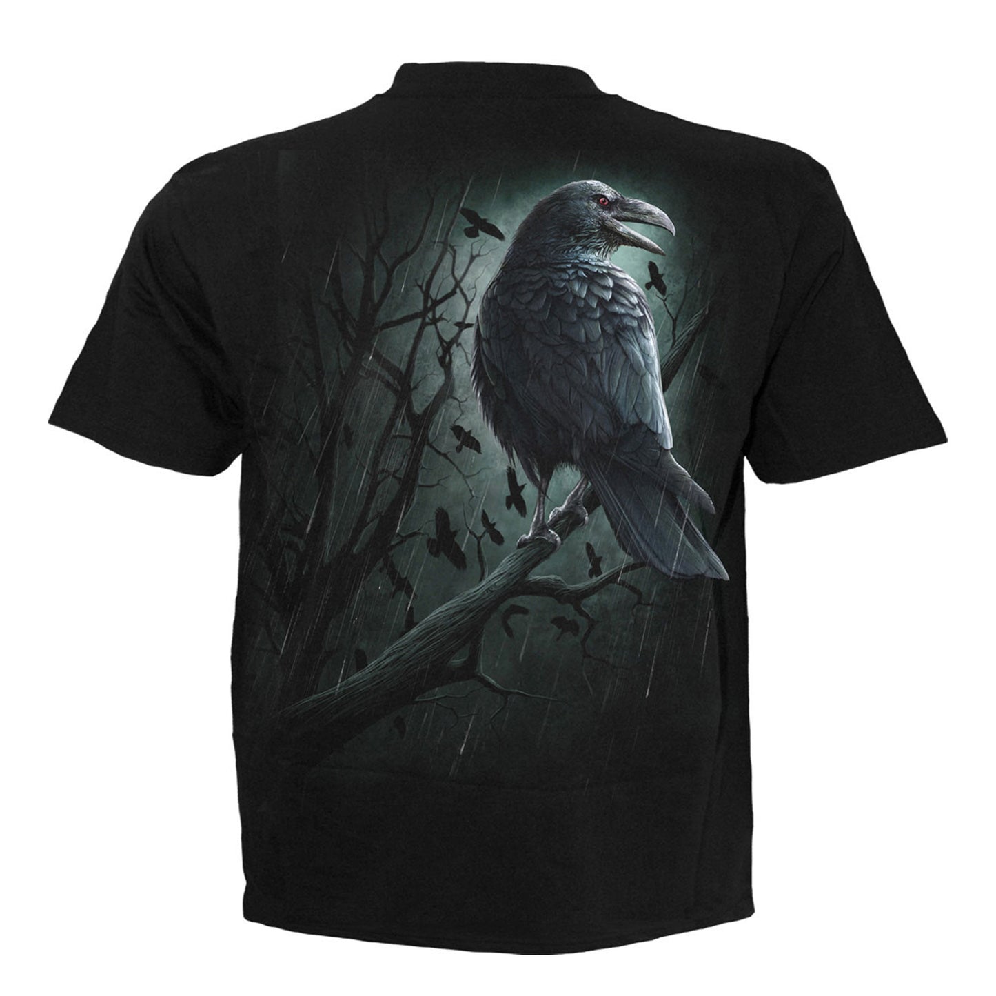 Black - Back - Spiral Direct Unisex Adult Shadow Raven Back Print T-Shirt