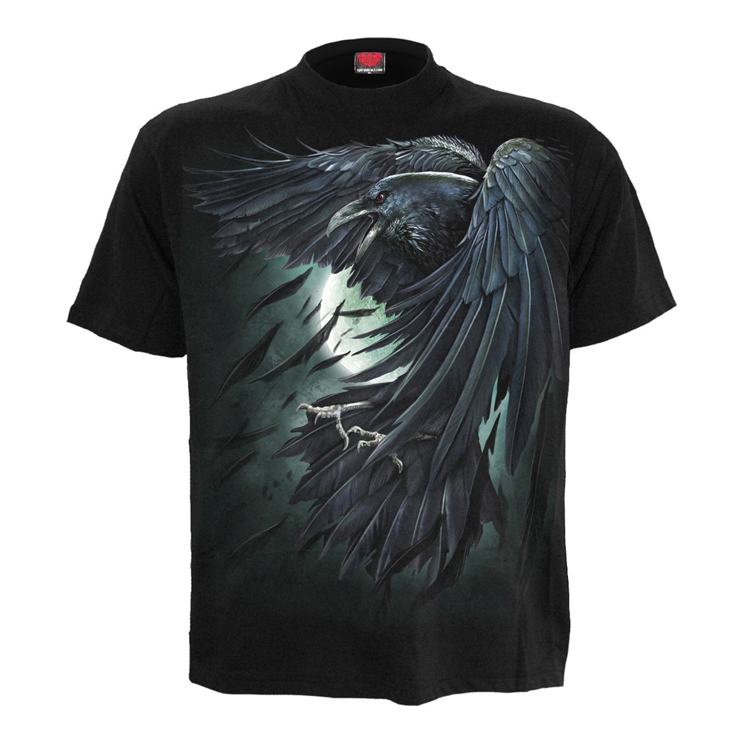 Black - Front - Spiral Direct Unisex Adult Shadow Raven Back Print T-Shirt