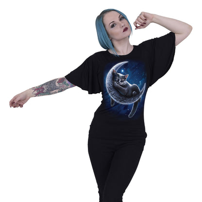 Black - Back - Spiral Direct Womens-Ladies Velvet Moon Boat Neck T-Shirt