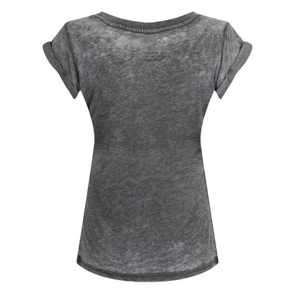 Charcoal Grey - Back - Queen Womens-Ladies Burnout Union Jack T-Shirt