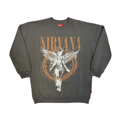 Grey - Front - Nirvana Womens-Ladies Unplugged In Utero Angel Circle Sweatshirt