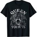 Black - Front - Queen Unisex Adult Tour ´75 Eco Friendly T-Shirt