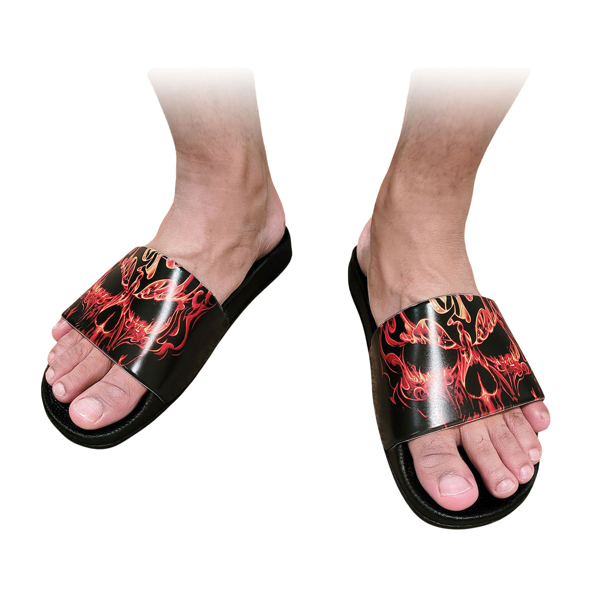 Black - Side - Spiral Direct Unisex Adult Skull Blast Sliders