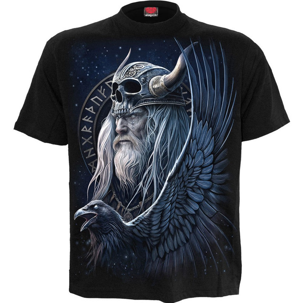 Black - Front - Spiral Direct Unisex Adult Odin´s Warrior Back Print T-Shirt
