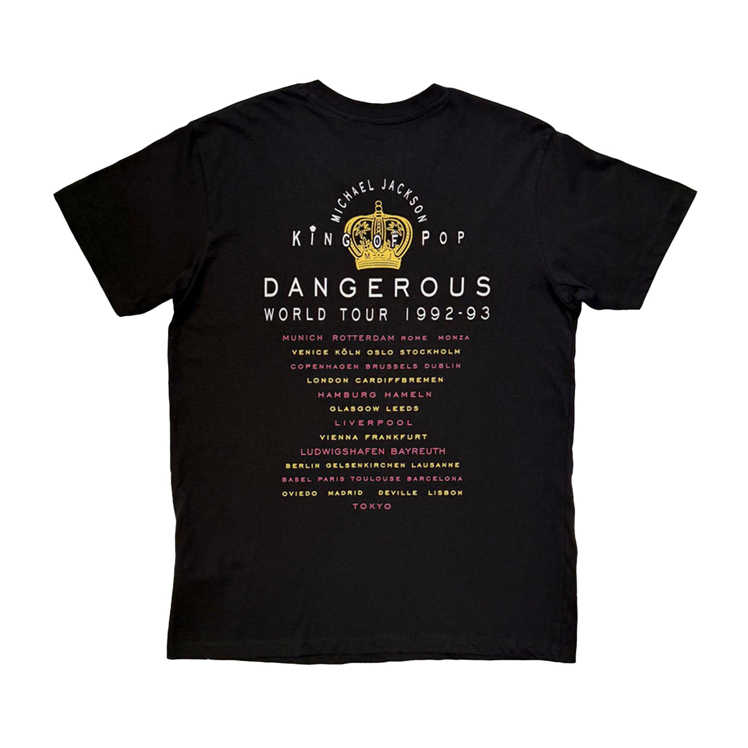 Black - Back - Michael Jackson Unisex Adult Dangerous World Tour Back Print T-Shirt