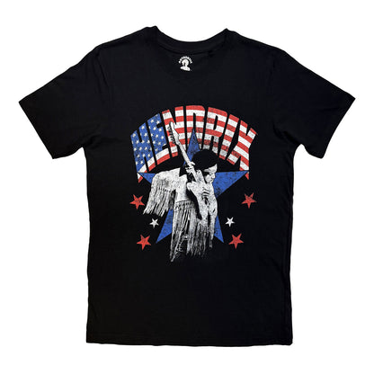 Black - Front - Jimi Hendrix Unisex Adult Flag T-Shirt