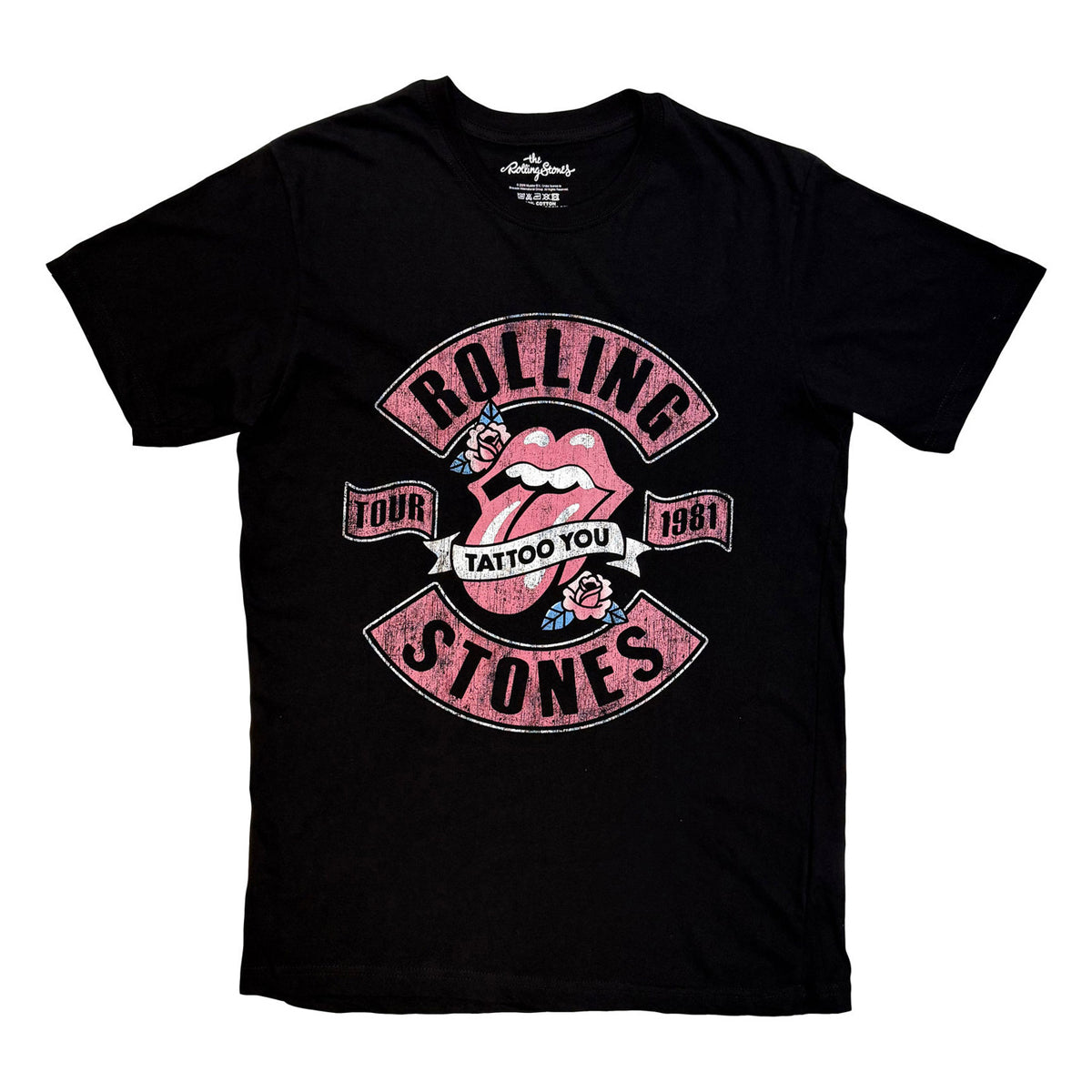 Black - Front - The Rolling Stones Unisex Adult Tour 1981 Tattoo You T-Shirt