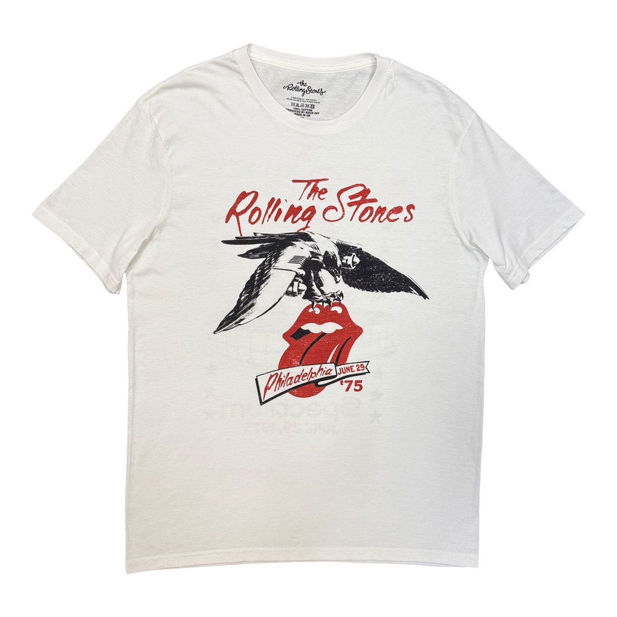 White - Front - The Rolling Stones Unisex Adult Philadelphia Eagle 1975 T-Shirt