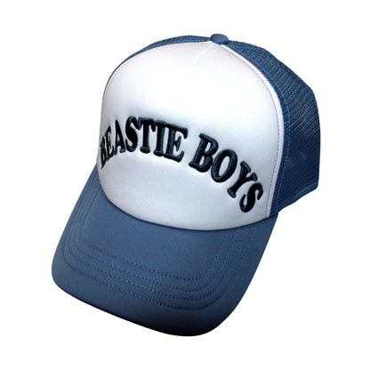 White-Denim Blue - Front - Beastie Boys Unisex Adult Text Logo Trucker Cap