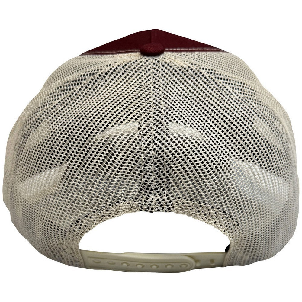 Maroon Red-Natural - Back - The Beatles Unisex Adult Drop T Logo & Apple Mesh Back Trucker Cap